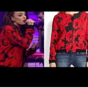 Parker Maverick Brocade Bomber Jacket Red Black SZ Small